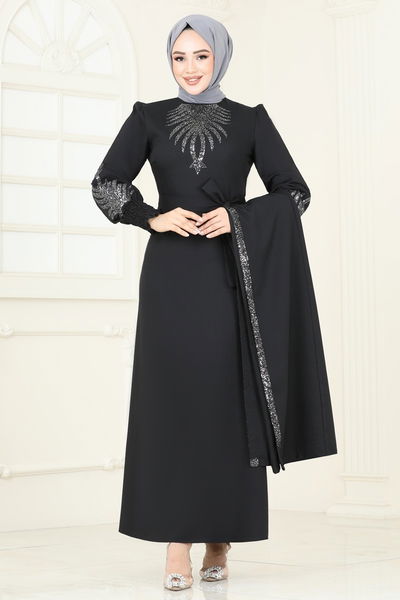 A.S.M. - Yelekli Abiye Elbise Takım ASM2758-MS Siyah - 360983