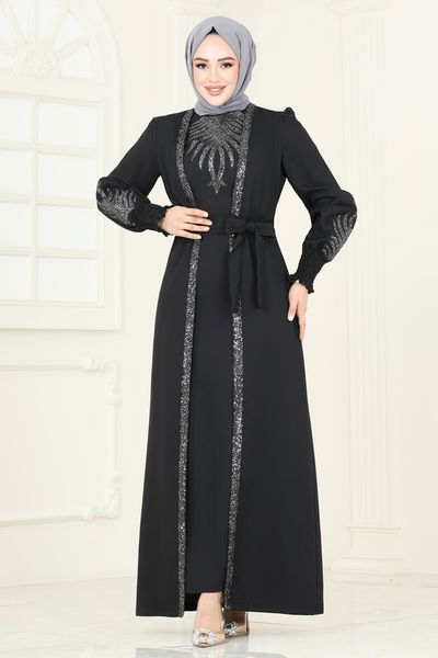 A.S.M. - Yelekli Abiye Elbise Takım ASM2758-MS Siyah - 360985