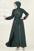 A.S.M. - Yelekli Abiye Elbise Takım ASM2758-MS Zümrüt