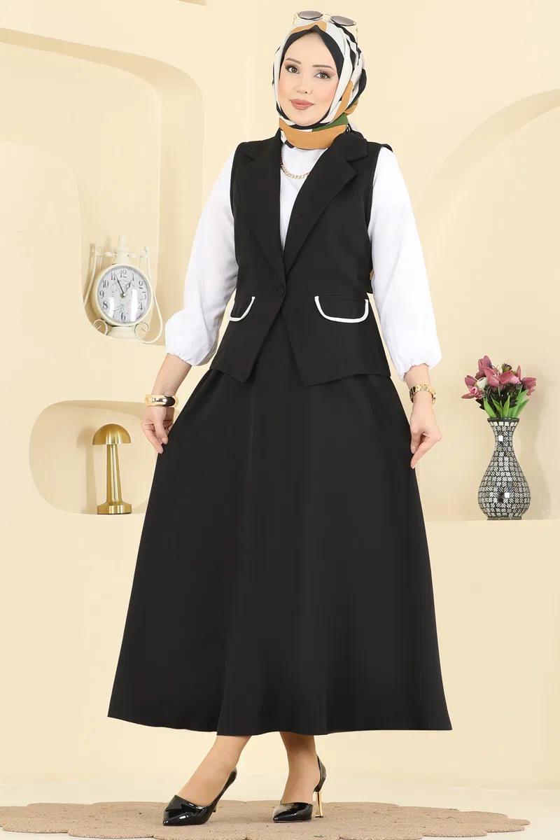 Yelekli Şık Dabıl Takım 2646SL432-MS Siyah