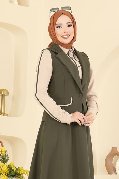 S.L. - Yelekli Şık Dabıl Takım 2763SL432-MS Haki - 415782