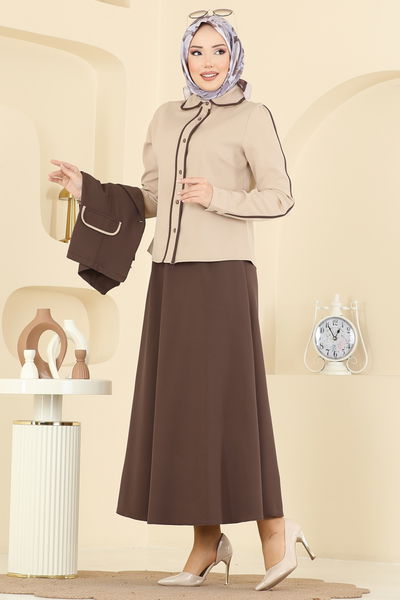S.L. - Yelekli Şık Dabıl Takım 2763SL432-MS Kahve - 415787