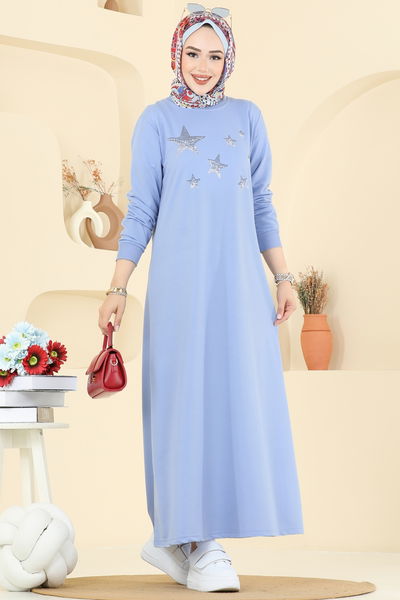 O.Z.N. - Yıldız Detaylı İki İp Elbise 201OZN1046-MS Mavi - 397238