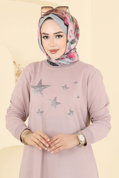 O.Z.N. - Yıldız Detaylı İki İp Elbise 201OZN1046-MS Pudra Vizyon - 397224