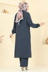 Yıldız Detaylı Tesettür Takım 449DVL817-MS Füme - Thumbnail