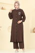 Yıldız Detaylı Tesettür Takım 449DVL817-MS Kahve - Thumbnail