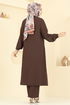 Yıldız Detaylı Tesettür Takım 449DVL817-MS Kahve - Thumbnail