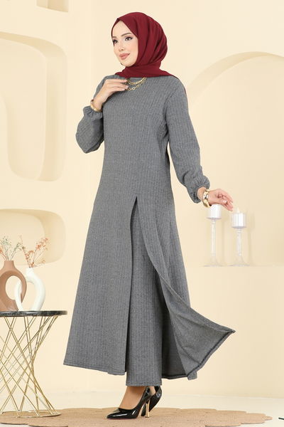 U.K.B.K. - Yırtmaç Detaylı Balıksırtı Takım 24003UKBK1160-MS Ekru - 406141