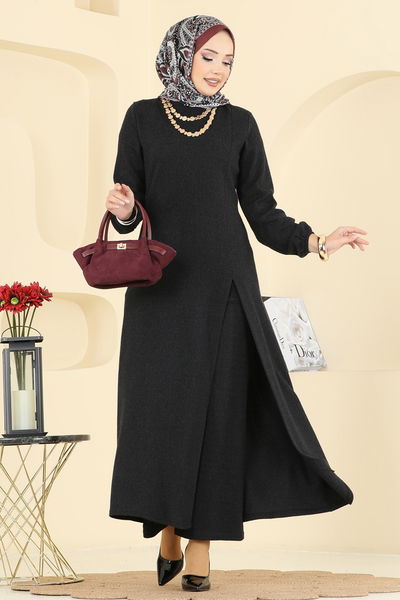 U.K.B.K. - Yırtmaç Detaylı Balıksırtı Takım 24003UKBK1160-MS Siyah - 406157