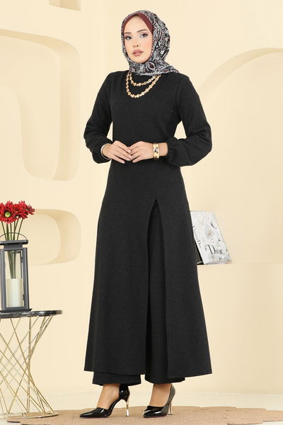 U.K.B.K. - Yırtmaç Detaylı Balıksırtı Takım 24003UKBK1160-MS Siyah - 406159