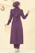 Yırtmaç Detaylı Şık Takım 2723SL432-MS Koyu Lila - Thumbnail