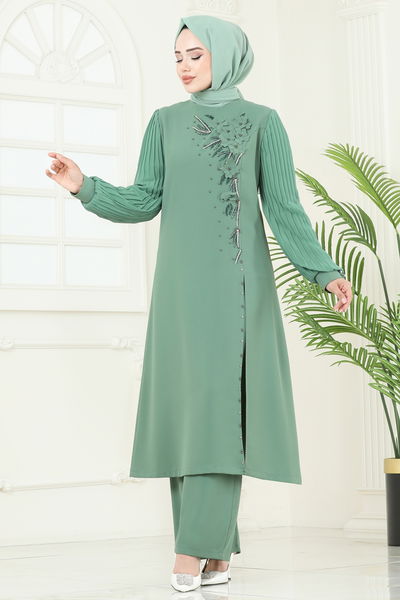 A.B.K. - Yırtmaç Detaylı Şık Takım 8058ABK1075-MS Mint - 387922