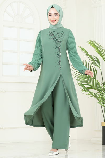 A.B.K. - Yırtmaç Detaylı Şık Takım 8058ABK1075-MS Mint - 387923