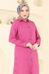 Yırtmaç Düğmeli Tunik 3047KTR750-MS Fuşya - Thumbnail