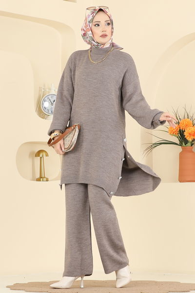 A.Y.D. - Yırtmacı Düğme Detaylı Takım 2763AYD574-MS Koyu Vizyon - 417935