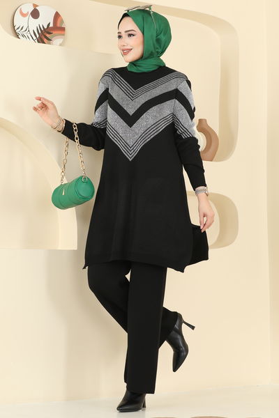 A.Y.D. - Zikzak Desen Triko Takım 2767AYD574-MS Siyah - 418162