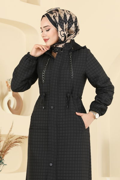 D.F.L. - Zincir Askılı Kapitone Ferace 3006DFL152-MS Siyah - 415482