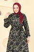 Zincir Desenli Helen Elbise 4086PM271-MS Siyah - Thumbnail